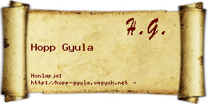 Hopp Gyula névjegykártya